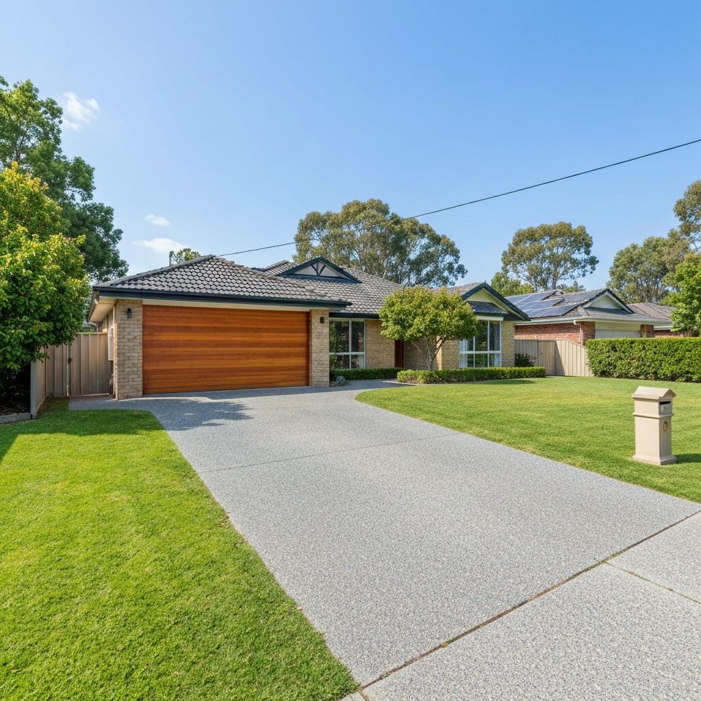Beautiful home with new wooden garage door